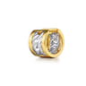 18K White  Yellow Gold Diamond Link Huggie Earrings - 1 ct
