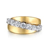 18K White  Yellow Gold Diamond Twist Ring - 1.55 ct