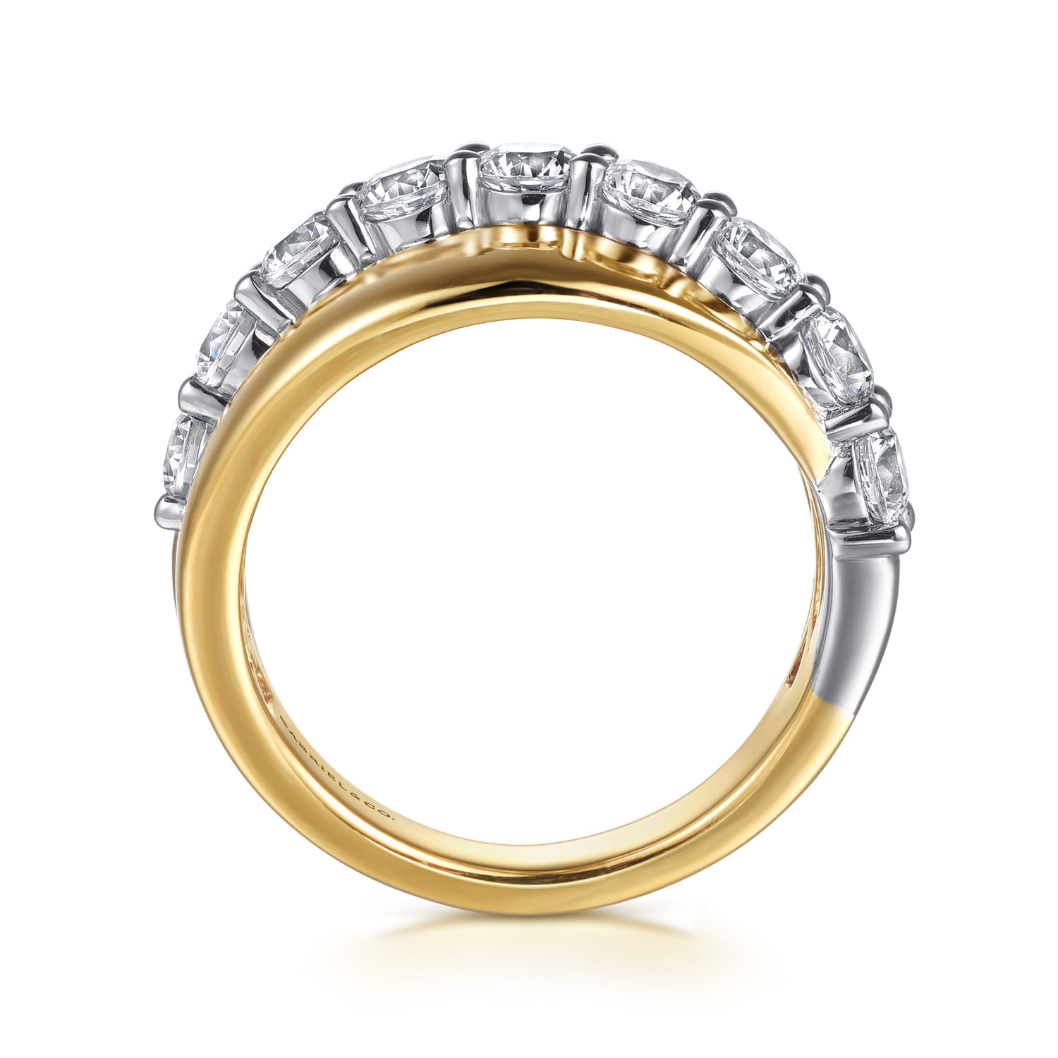 18K White  Yellow Gold Diamond Twist Ring - 1.55 ct - Shot 2