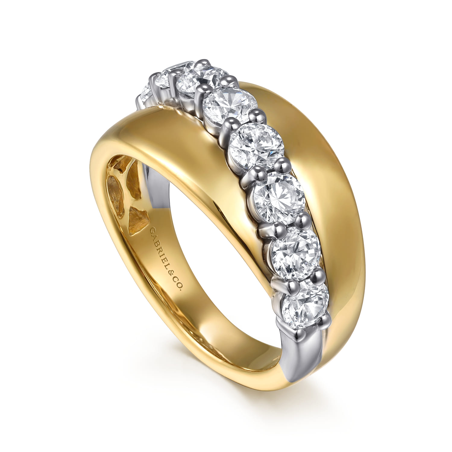 18K White  Yellow Gold Diamond Twist Ring - 1.55 ct - Shot 3