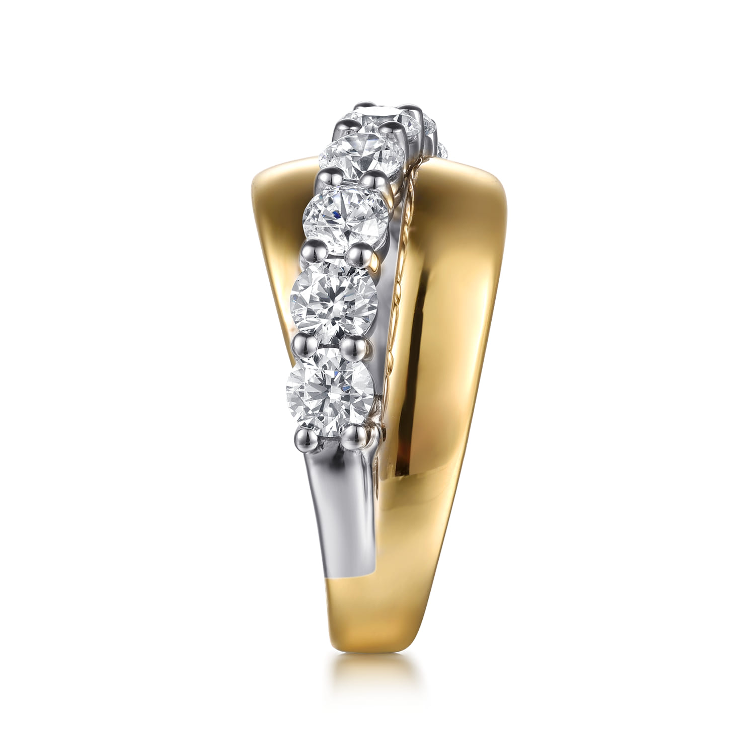 18K White  Yellow Gold Diamond Twist Ring - 1.55 ct - Shot 4