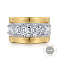 18K White-Yellow Gold Diamond Wide Band Ring