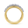 18K White-Yellow Gold Diamond Wide Band Ring - 2.5 ct