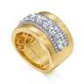 18K White-Yellow Gold Diamond Wide Band Ring - 2.5 ct