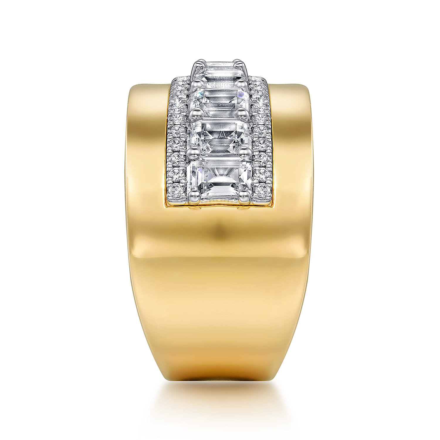 18K White-Yellow Gold Diamond Wide Band Ring - 2.5 ct - Shot 4
