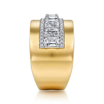 18K White-Yellow Gold Diamond Wide Band Ring