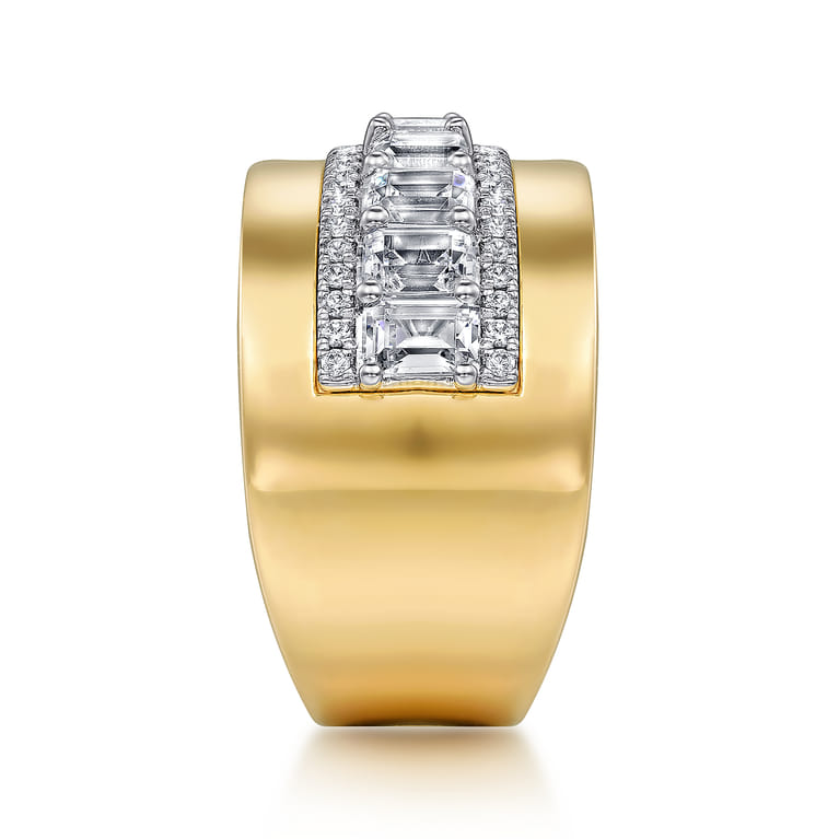 18K White-Yellow Gold Diamond Wide Band Ring - 2.5 ct - Shot 4