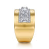 18K White-Yellow Gold Diamond Wide Band Ring - 2.5 ct