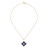 18K White  Yellow Gold Diamond and Lapis Floral Pendant Necklace - 0.5 ct
