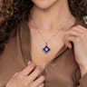 18K White  Yellow Gold Diamond and Lapis Floral Pendant Necklace - 0.5 ct