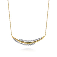 18K White  Yellow Gold Graduating Diamond Bar Necklace