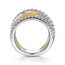 18K White  Yellow Gold Layered Wide Band Diamond Ring - 2.37 ct