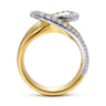 18K White-Yellow Gold Swirling Metal and Diamond Statement Ring - 0.55 ct