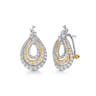 18K White  Yellow Gold Triple Teardrop Diamond Huggies - 1.95 ct