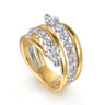 18K White and Yellow Gold Diamond Bypass Ladies Ring - 1.55 ct