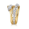 18K White and Yellow Gold Diamond Bypass Ladies Ring - 1.55 ct