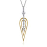 18K White and Yellow Gold Diamond Drop Pendant Necklace - 2.45 ct
