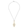 18K White and Yellow Gold Diamond Elongated Diamond Shape Drop Pendant Necklace - 2.3 ct
