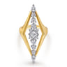 18K White and Yellow Gold Diamond Elongated Diamond Shape Ladies Ring - 1.5 ct