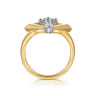18K White and Yellow Gold Diamond Elongated Diamond Shape Ladies Ring - 1.5 ct
