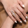18K White and Yellow Gold Diamond Elongated Diamond Shape Ladies Ring - 1.5 ct