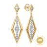 18K White and Yellow Gold Diamond Stud Drop Earrings - 2.55 ct