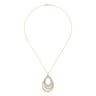 18K White and Yellow Gold Multi Row Teardrop Diamond Pendant Necklace - 4 ct