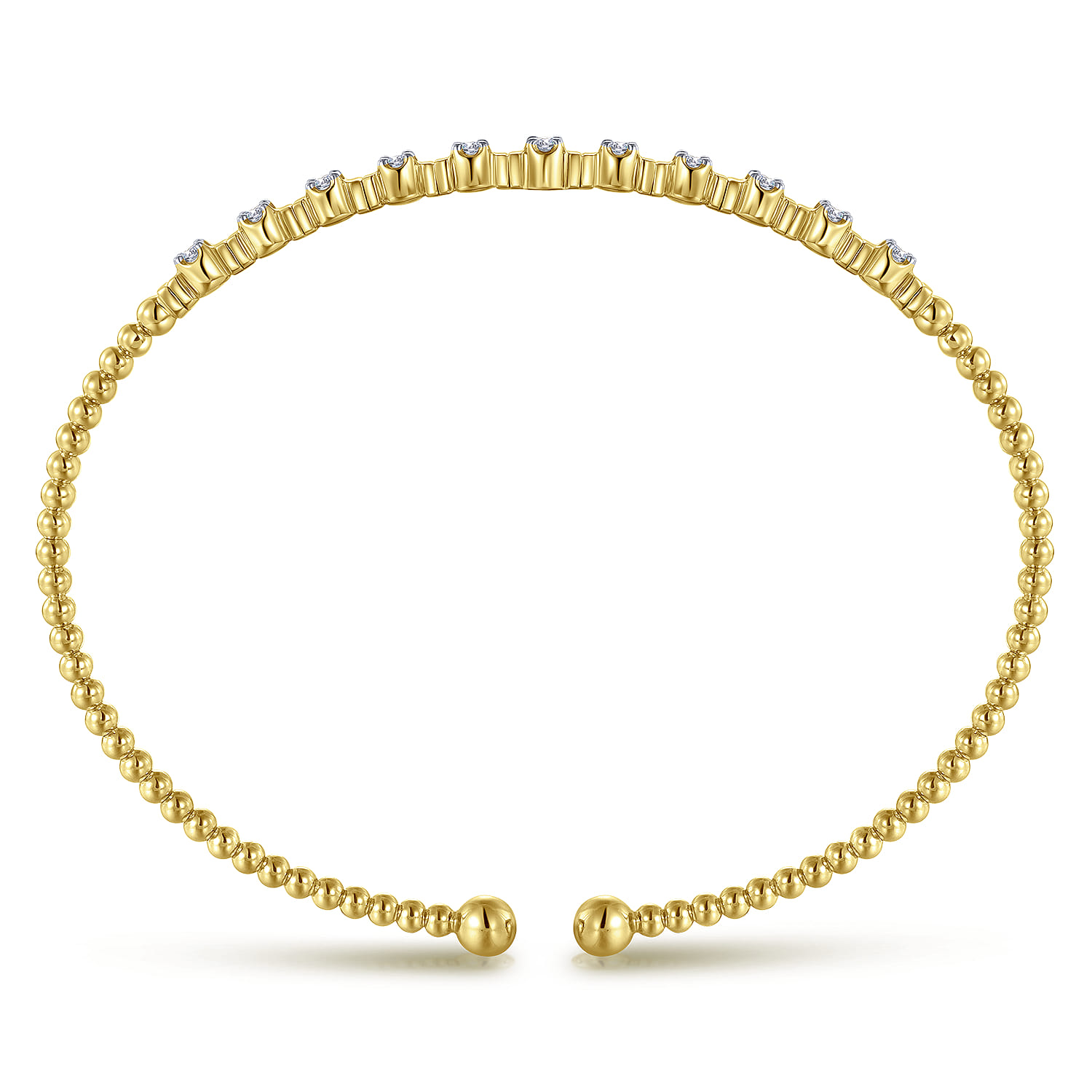 18K Yellow Gold Bujukan Cuff Bracelet with Diamond Stations in size 6.25 - Shot 3