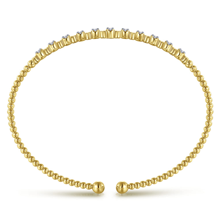 18K Yellow Gold Bujukan Cuff Bracelet with Diamond Stations in size 6.25 - Shot 3