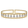 18K Yellow Gold Bujukan Cuff Bracelet with Pave Diamond Connectors in size 6.25