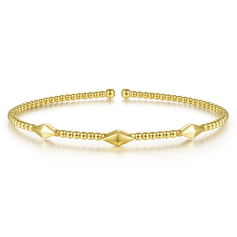 18K Yellow Gold Bujukan Pyramid Stations Bangle - Shot 1