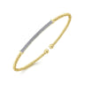 18K Yellow Gold Bujukan Split Cuff Bracelet with Diamond Pave Bar in size 6.25