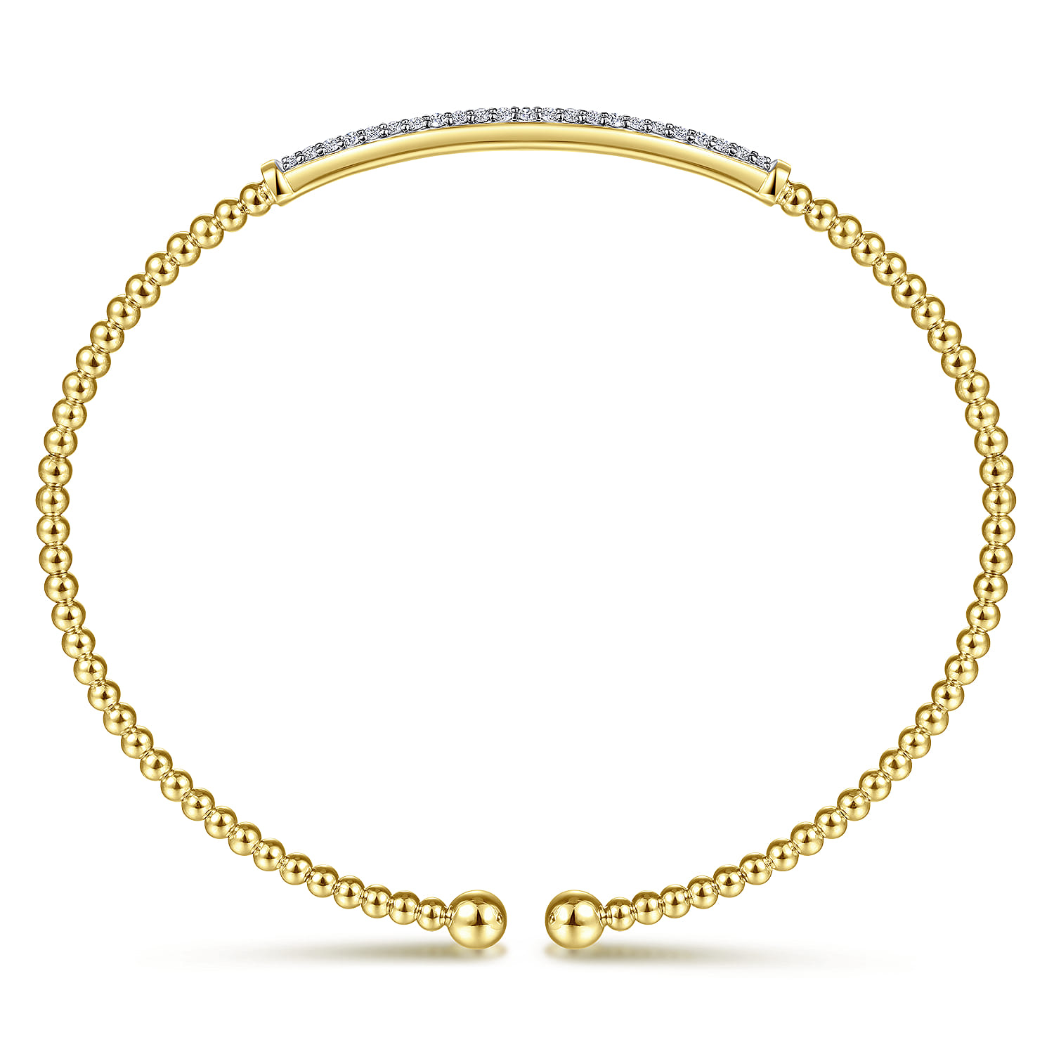 18K Yellow Gold Bujukan Split Cuff Bracelet with Diamond Pave Bar in size 6.25 - Shot 3