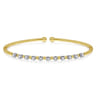 18K Yellow Gold Bujukan Split Cuff Bracelet with Round White Gold Diamond Stations in size 6.25