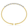 18K Yellow Gold Bujukan Split Cuff Bracelet with Round White Gold Diamond Stations in size 6.25
