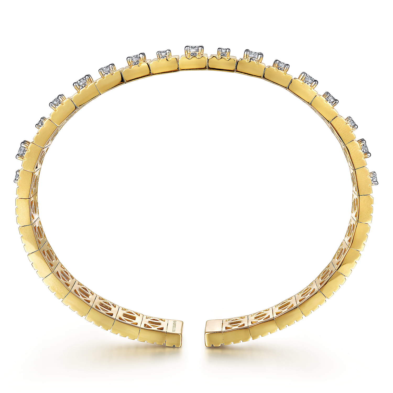 18K Yellow Gold Contemporary Diamond Station Bangle - 1.5 ct - Shot 3
