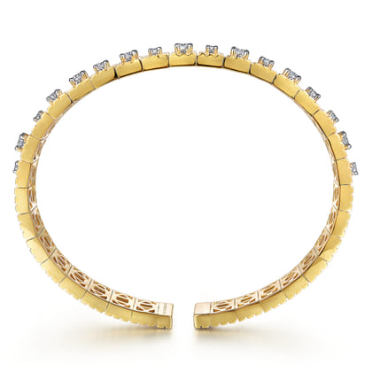 18K Yellow Gold Contemporary Diamond Station Bangle