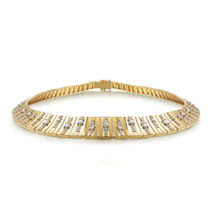 18K Yellow Gold Contemporary Diamond Station Choker Necklace