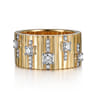 18K Yellow Gold Contemporary Diamond Station Wide Band Ring - 0.4 ct