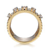 18K Yellow Gold Contemporary Diamond Station Wide Band Ring - 0.4 ct