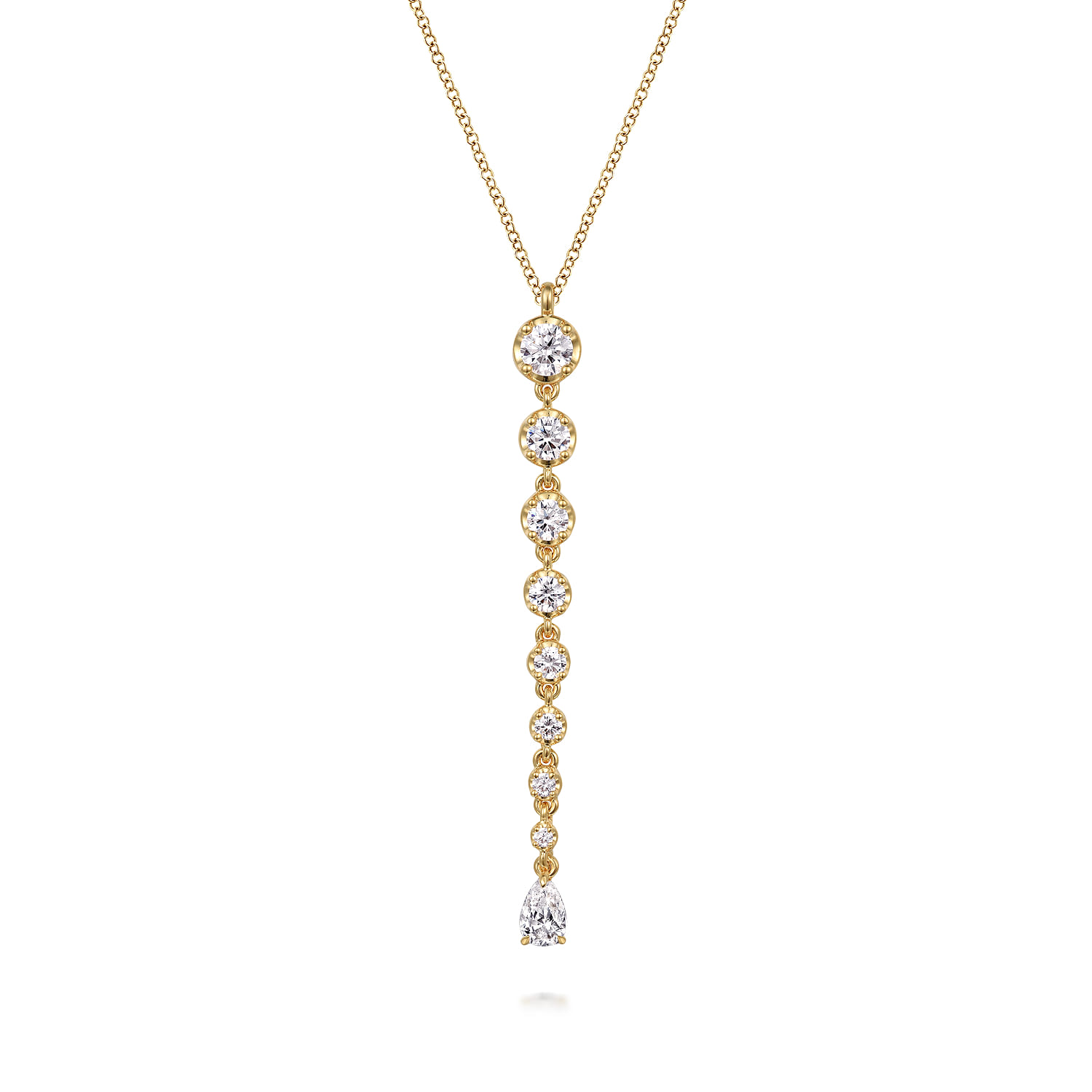 18K Yellow Gold Diamond Bar Necklace