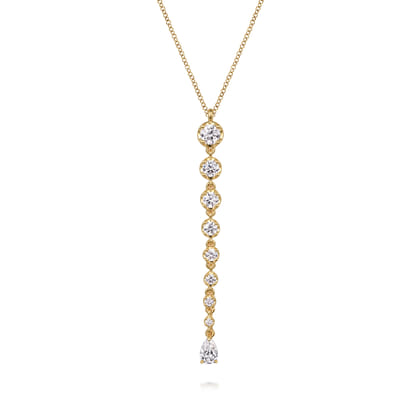 18K Yellow Gold Diamond Bar Necklace