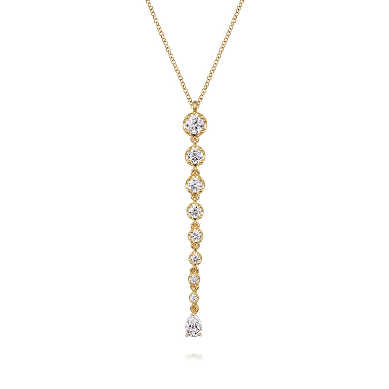 18K Yellow Gold Diamond Bar Necklace - 1.25 ct - Shot 1