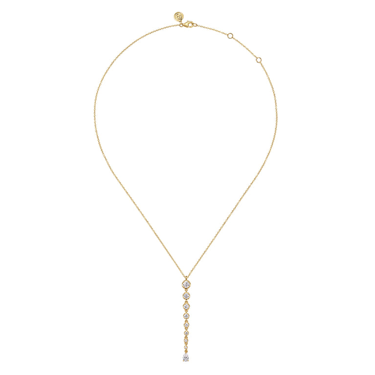 18K Yellow Gold Diamond Bar Necklace - 1.25 ct - Shot 2