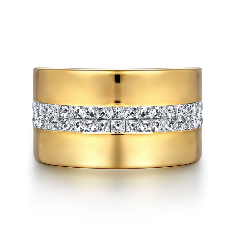 18K Yellow Gold Diamond Cigar Band - 1.35 ct - Shot 1