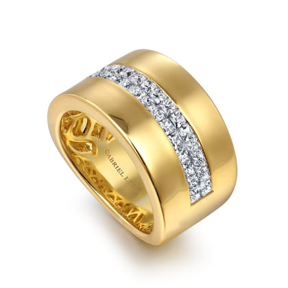 18K Yellow Gold Diamond Cigar Band