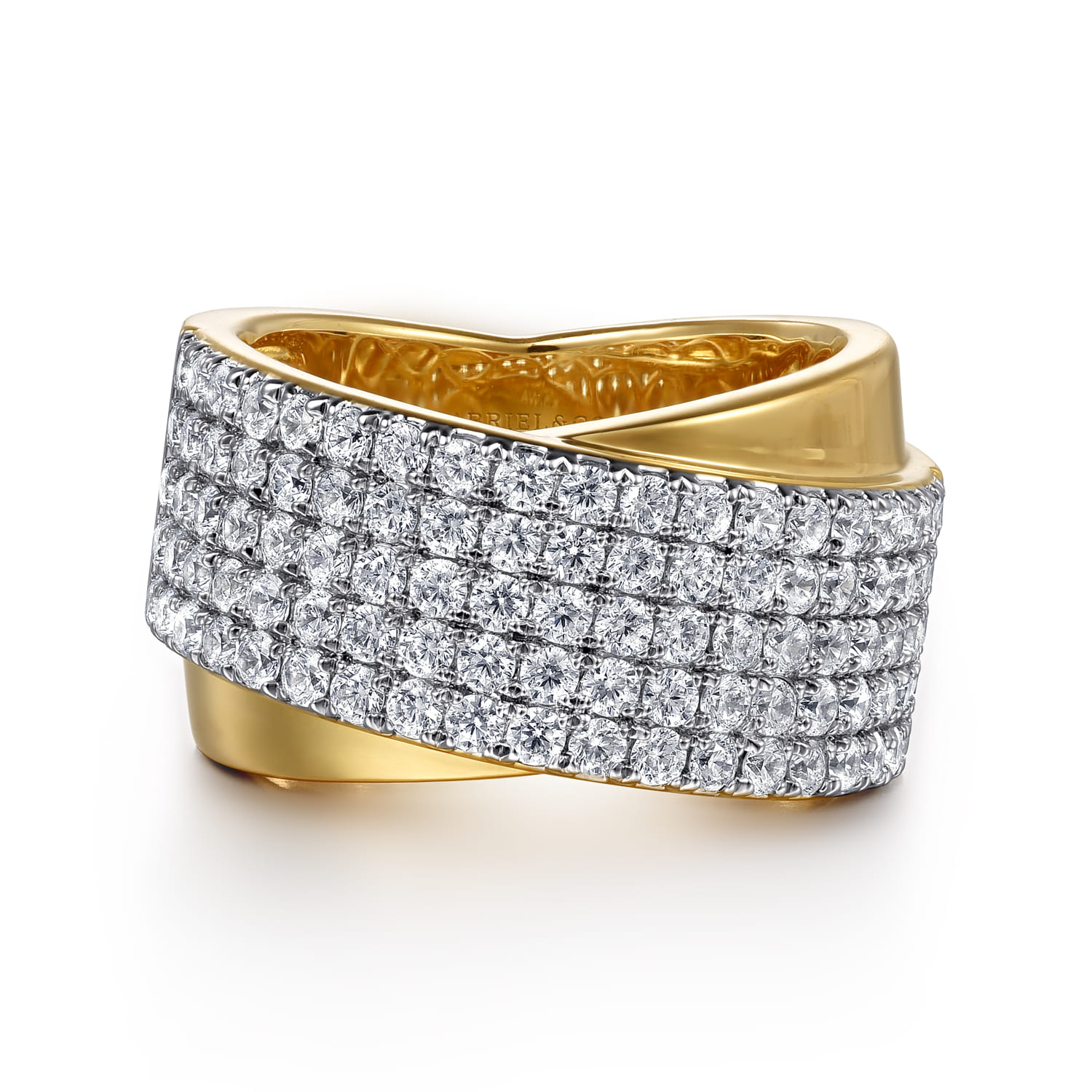 18K Yellow Gold Diamond Criss Cross Ring - 1.71 ct - Shot 1