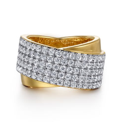 18K Yellow Gold Diamond Criss Cross Ring