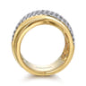 18K Yellow Gold Diamond Criss Cross Ring - 1.71 ct