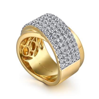 18K Yellow Gold Diamond Criss Cross Ring